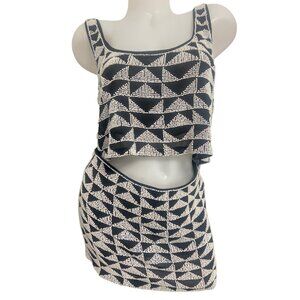 Zara Geometric Embellished Party Set Crop Top Mini Skirt Prom Set Size XSmall